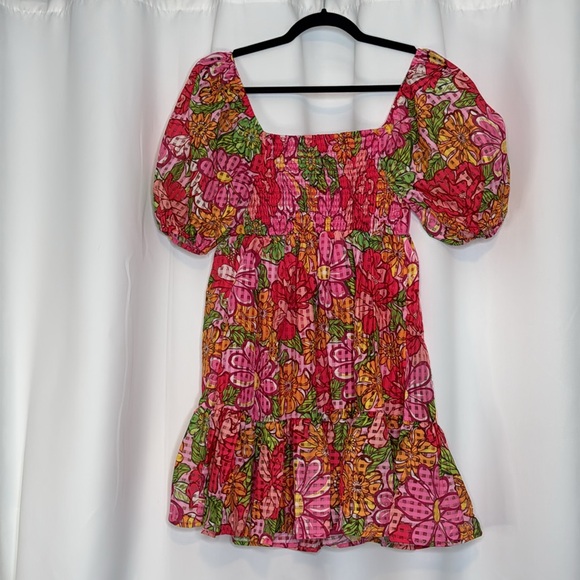 Flying Tomato | Anthropologie | Floral Mini Dress Puffy Sleeves  M Medium - Picture 6 of 13
